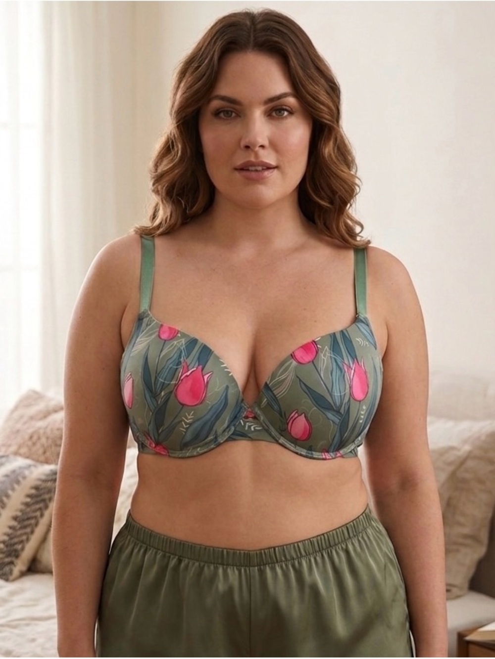 Catherine malandrino pushup bra 42C with roses design new RN# 146342